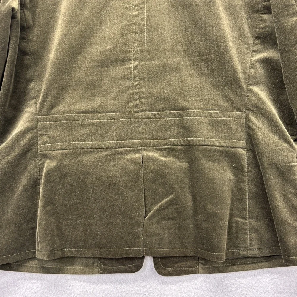 Talbots Velvet Military Button Jacket‎ Blazer Olive Green Womens 10 Quiet Luxury